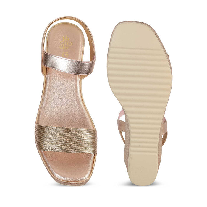 Tresmode Lucio Champagne Women's Dress Wedge Sandals