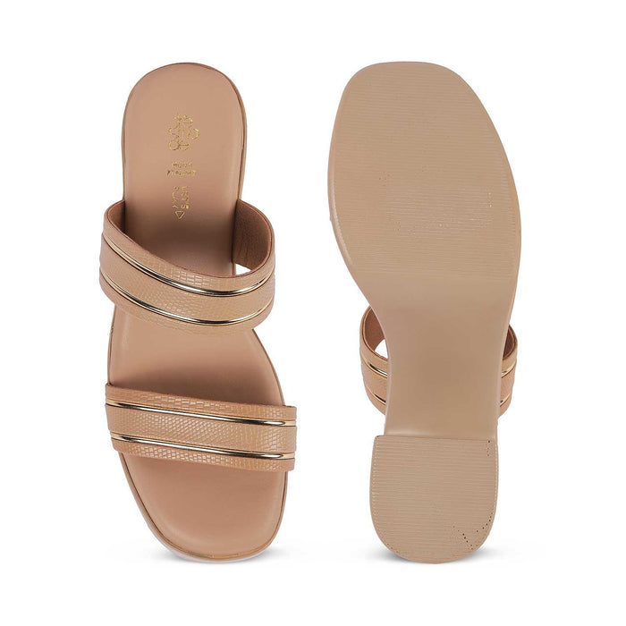Mauro Beige Women's Chic Block Heel Sandals Tresmode