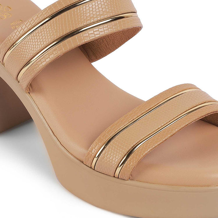 Mauro Beige Women's Dress Block Heel Sandals Tresmode