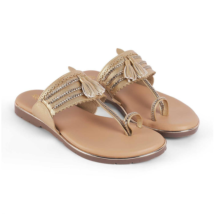 Mekol Gold Women's TPR Sole Flats Tresmode