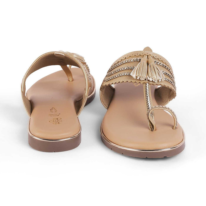Mekol Gold Women's Modern Ethnic Flats Tresmode