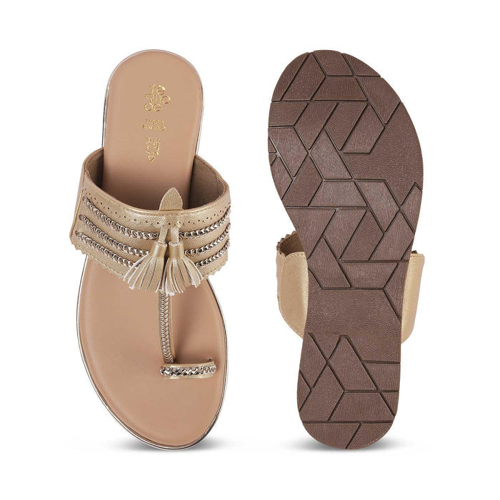 Mekol Gold Women's Go-to Festive Flats Tresmode