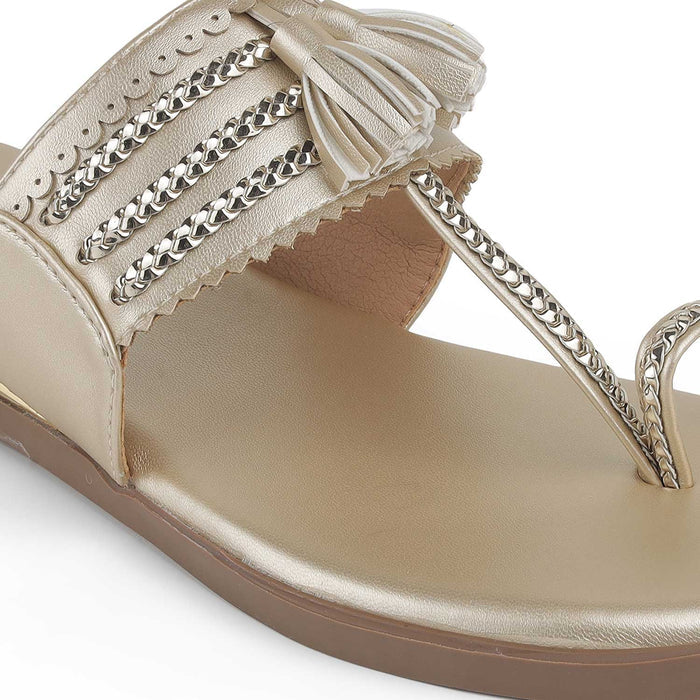 Tresmode Mirko Gold Women's Dress Flats