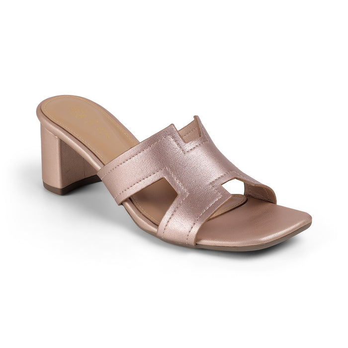 Tresmode Mylon Champagne Women's Dress Block Heel Sandals