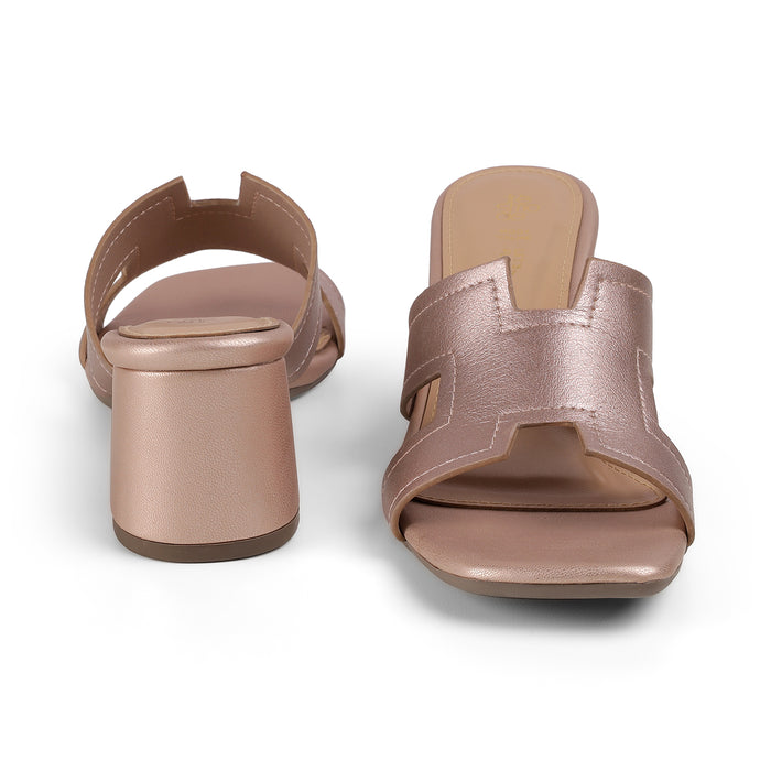 Tresmode Mylon Champagne Women's Dress Block Heel Sandals