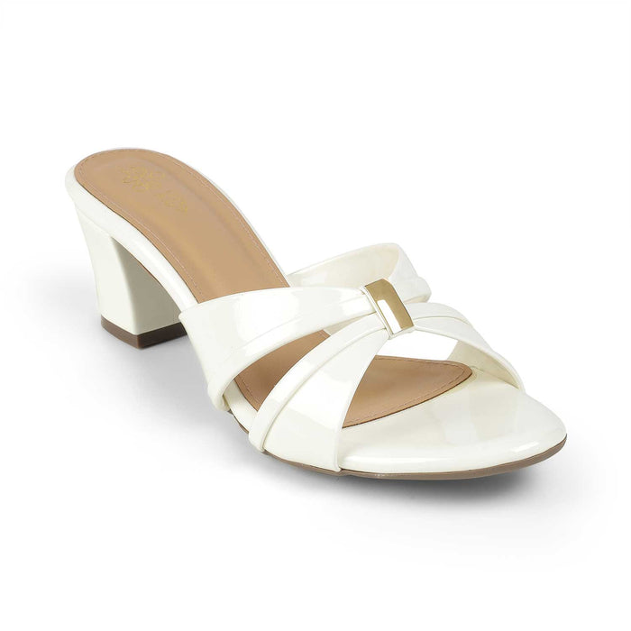 Tresmode Nav White Women's Dress Block Heel Sandals