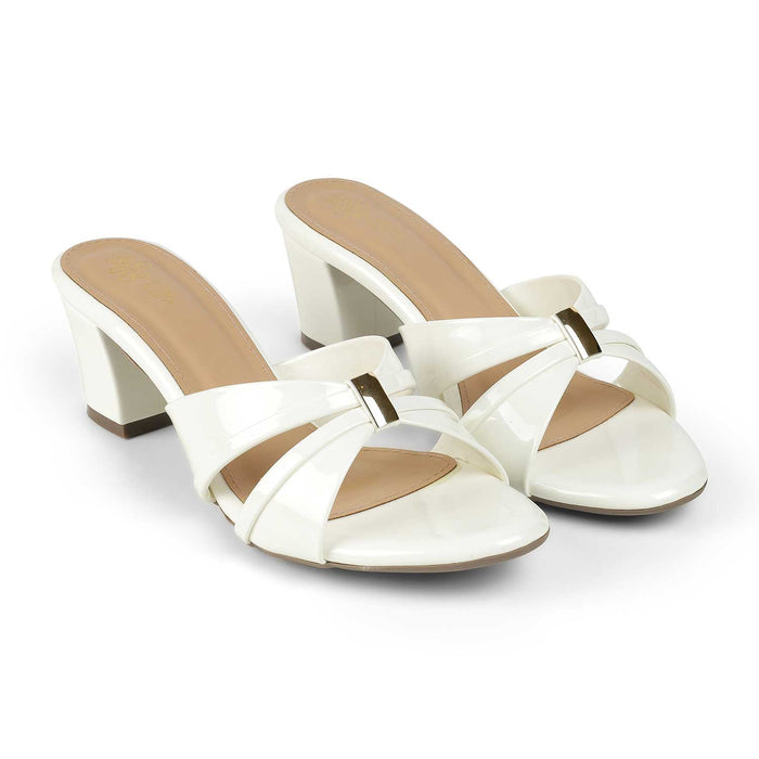 Tresmode Nav White Women's Dress Block Heel Sandals