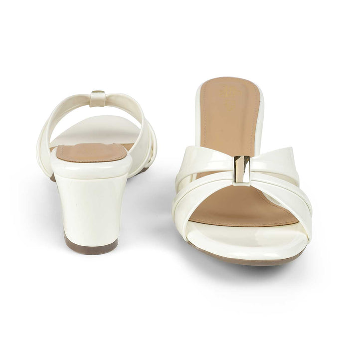 Tresmode Nav White Women's Dress Block Heel Sandals