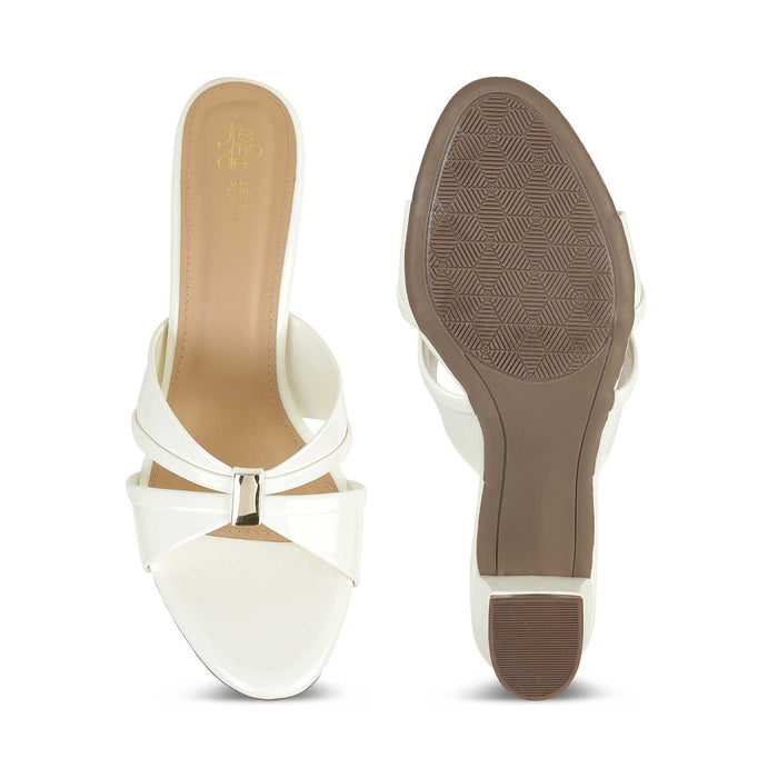 Tresmode Nav White Women's Dress Block Heel Sandals