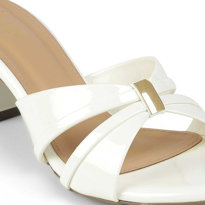 Tresmode Nav White Women's Dress Block Heel Sandals