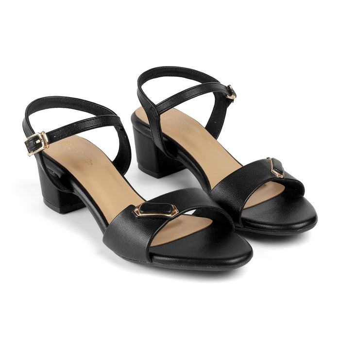 Tresmode Nemau Black Women's Dress Block Heel Sandals