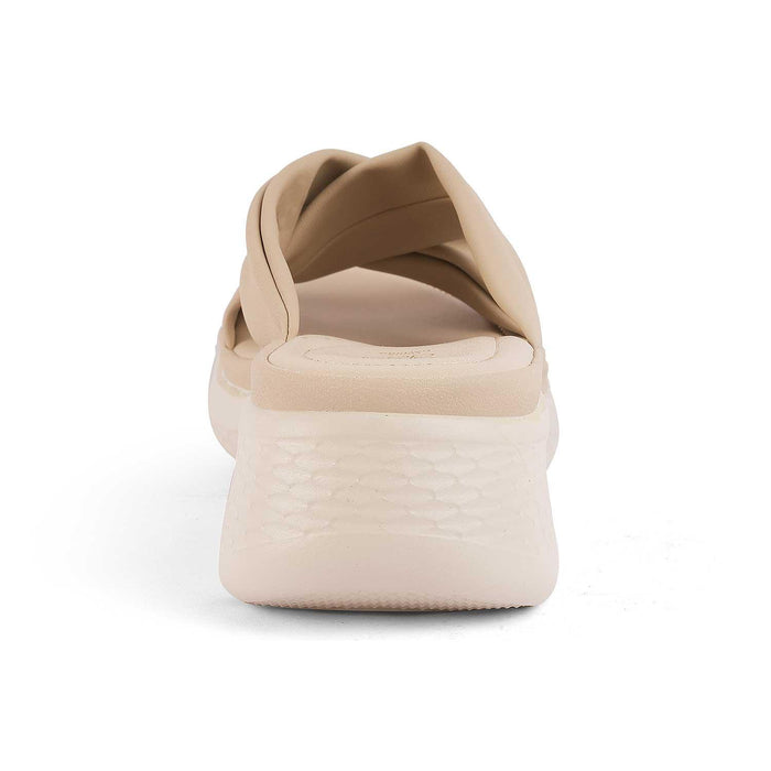 Nozis Beige Women's Round Shape Wedge Sandals Tresmode