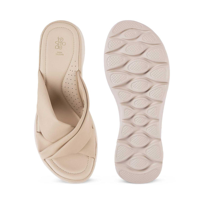 Nozis Beige Women's Classic and Comfortable Wedge Sandals Tresmode