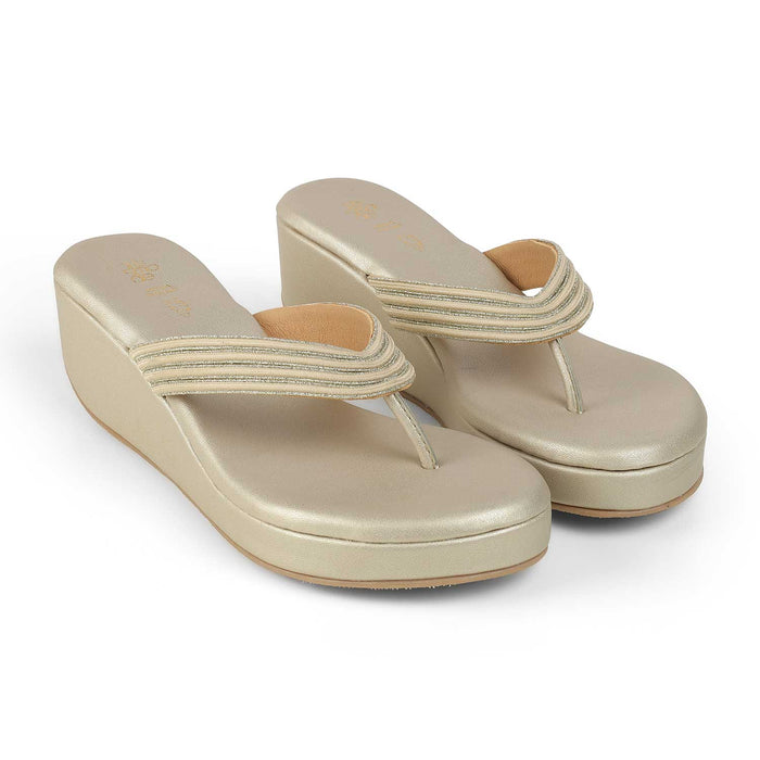 Tresmode Pary Beige Women's Dress Wedge Heel Sandals