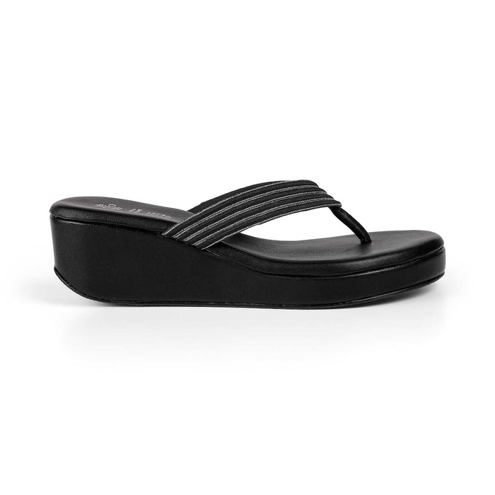 Tresmode Pary Black Women's Dress Wedge Heel Sandals