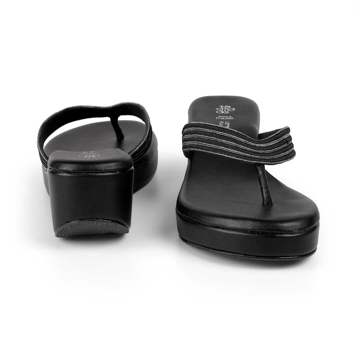 Tresmode Pary Black Women's Dress Wedge Heel Sandals
