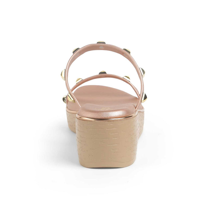 Tresmode Pegan Champagne Women's Dress Wedge Sandals