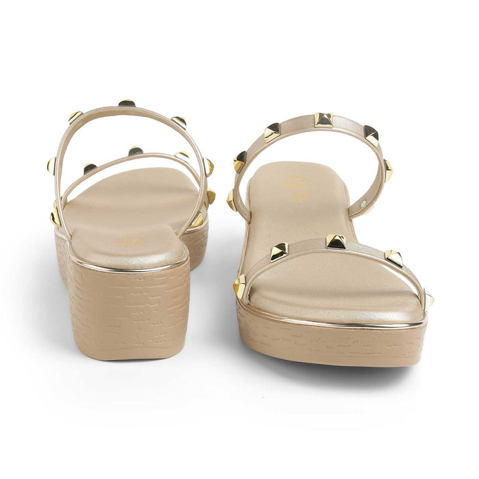 Tresmode Pegan Gold Women's Dress Wedge Sandals