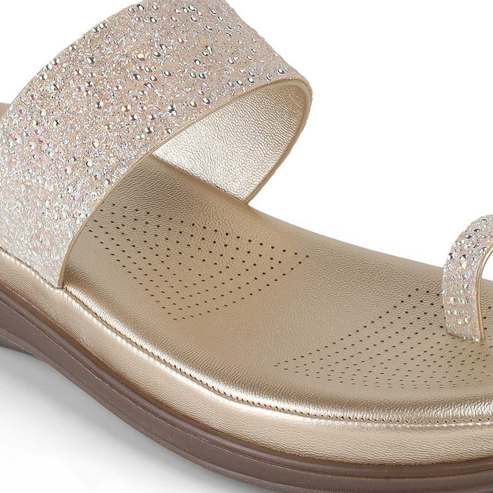 Tresmode Rich Gold Women's Dress Platform Flats