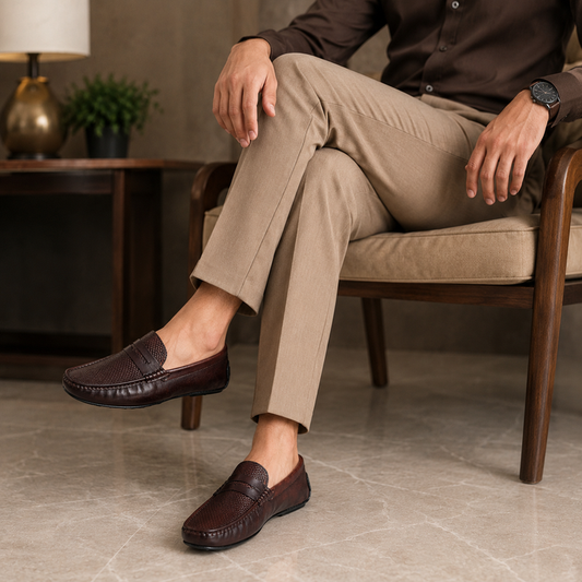 Tresmode Ronak Cognac Men's Leather Penny Loafers