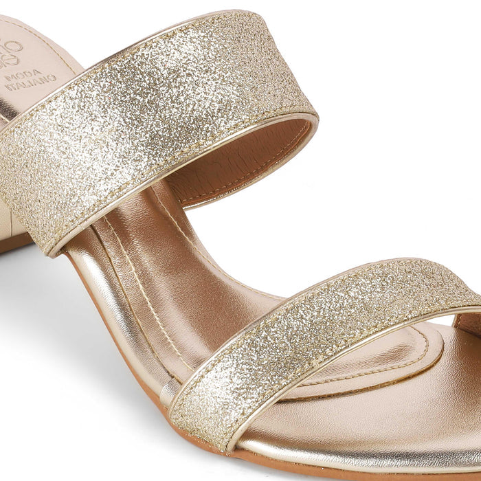 Sheen Gold Women's Glamorous Heel Sandals Tresmode