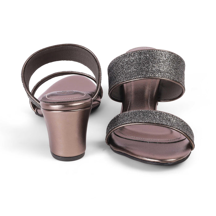 Sheen Pewter Women's Premium Block Heel Sandals Tresmode