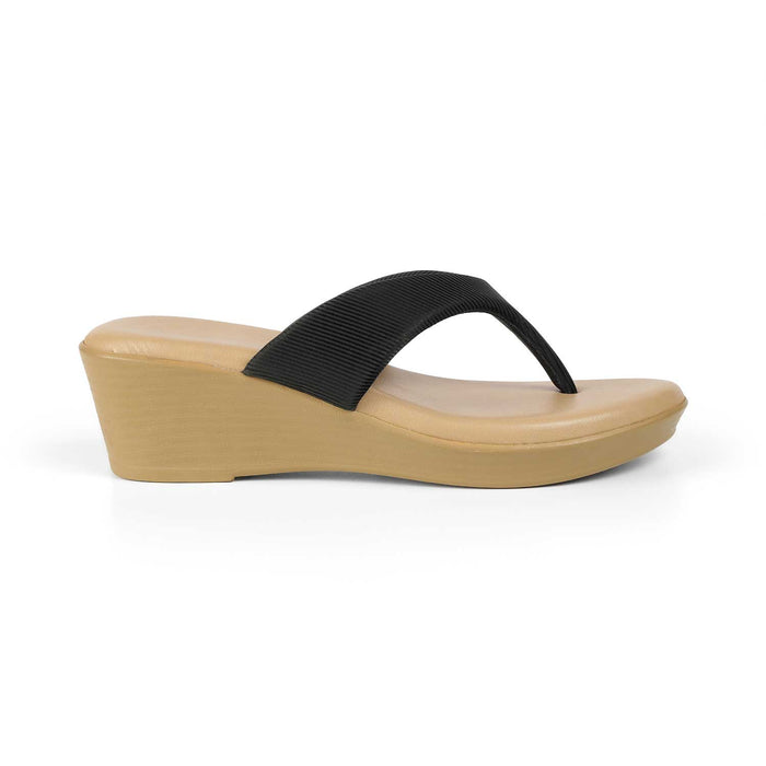 Tresmode Simple Black Women's Dress Wedge Sandals