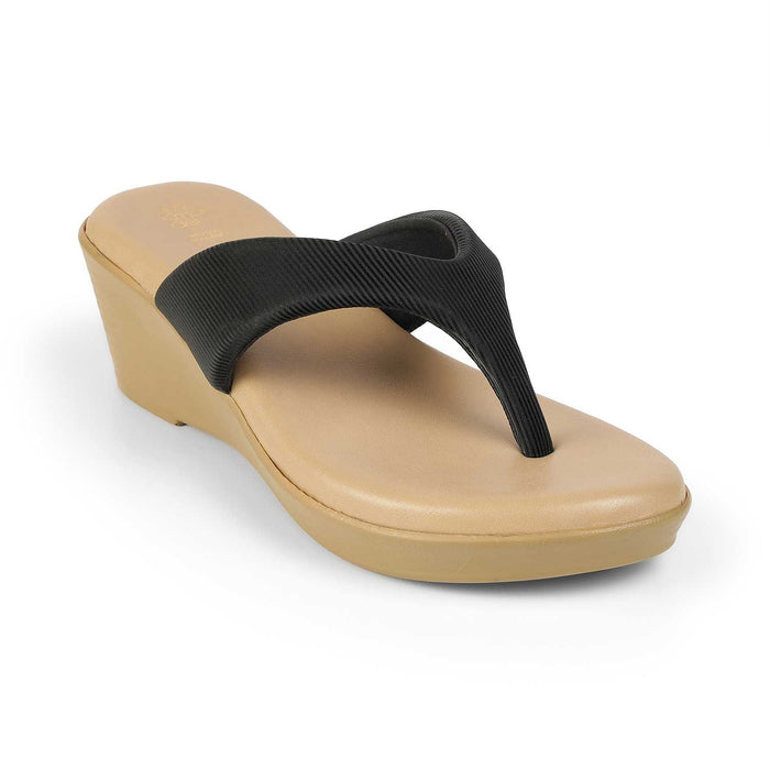 Tresmode Simple Black Women's Dress Wedge Sandals
