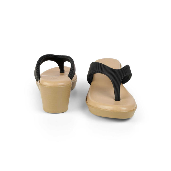 Tresmode Simple Black Women's Dress Wedge Sandals