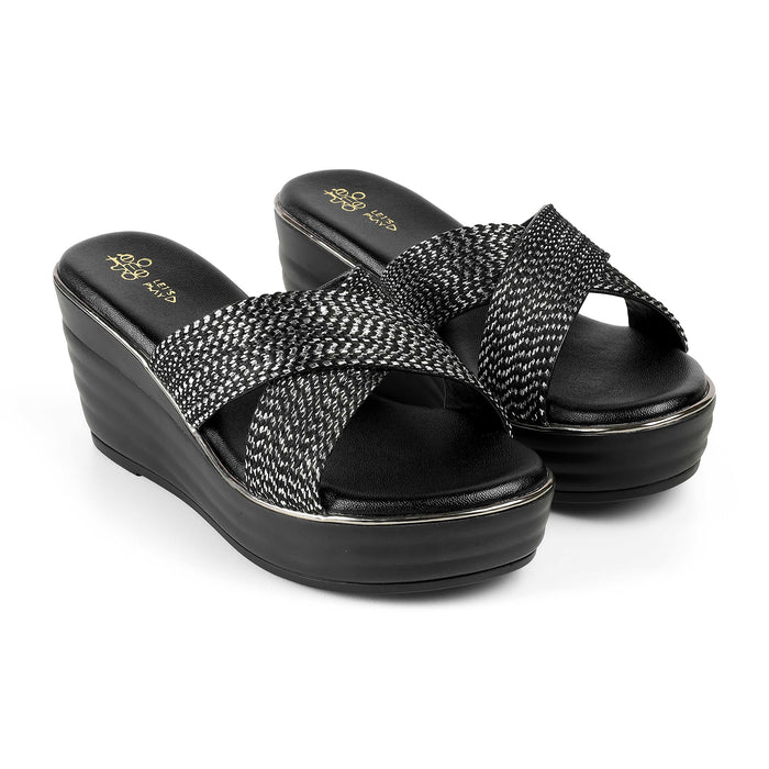 Tresmode Tulsa Black Women's Dress Wedge Sandals