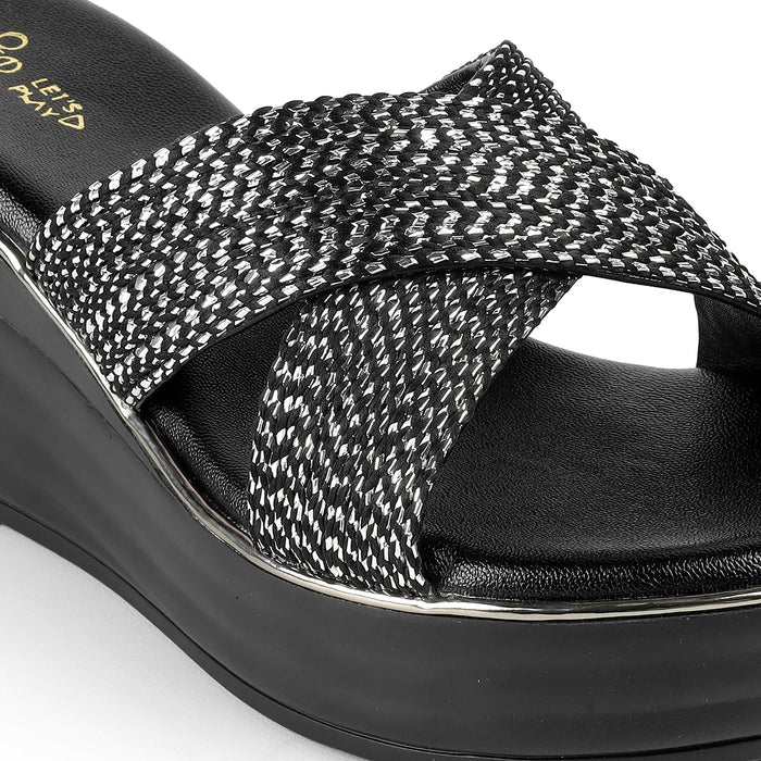 Tresmode Tulsa Black Women's Dress Wedge Sandals