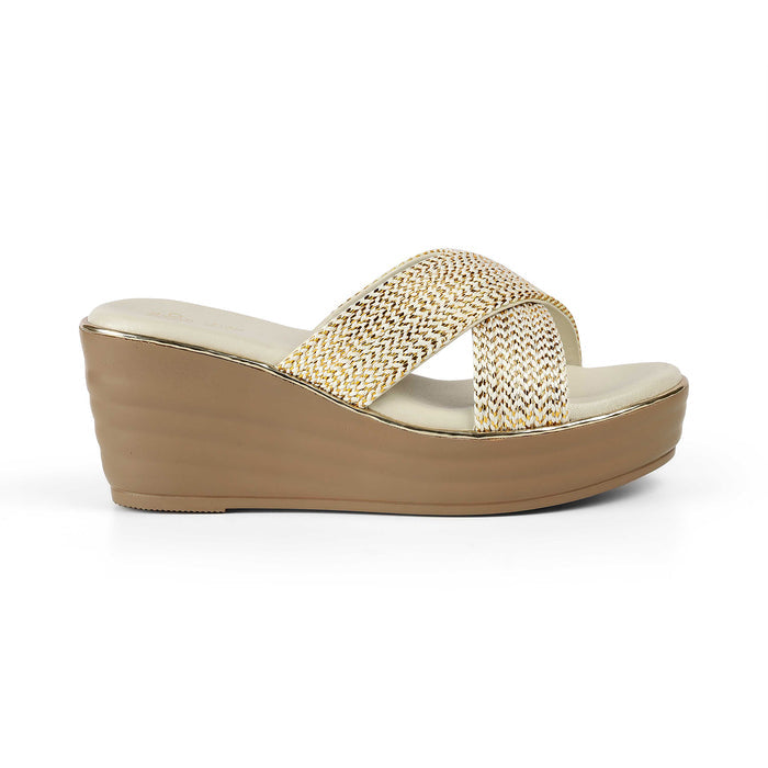 Tresmode Tulsa Cream Women's Dress Wedge Sandals