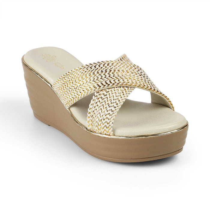 Tresmode Tulsa Cream Women's Dress Wedge Sandals