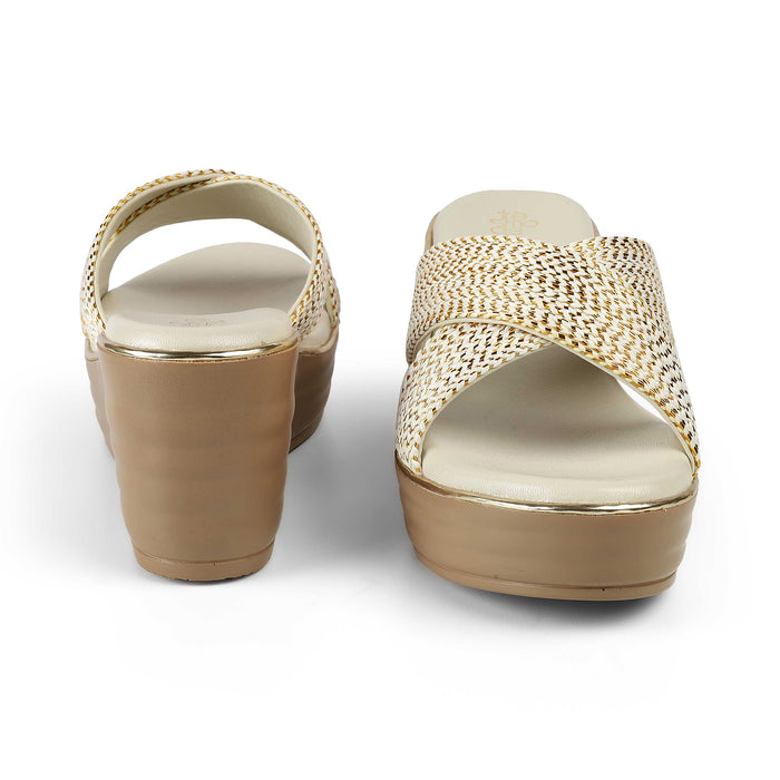 Tresmode Tulsa Cream Women's Dress Wedge Sandals