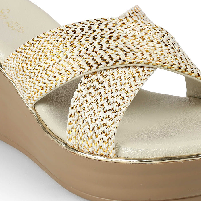 Tresmode Tulsa Cream Women's Dress Wedge Sandals