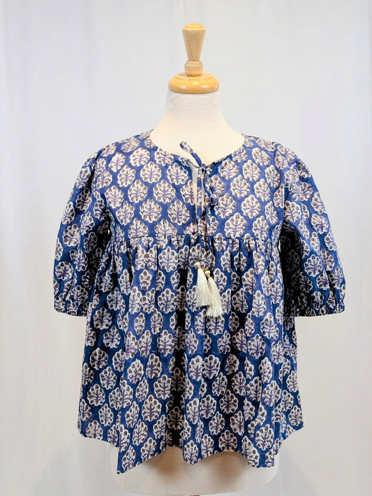 Twinflower Clemence Blouse in Navy Repeat - Precious Sparkle