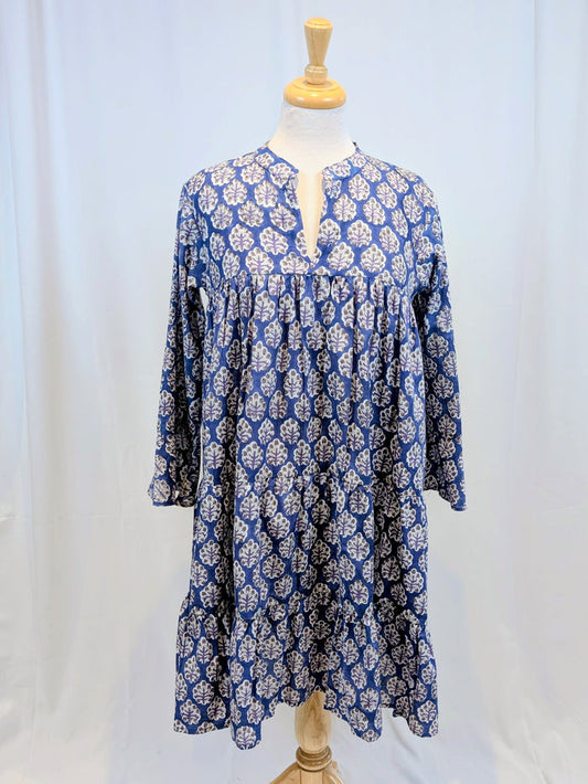 Twinflower Sofia Cotton Swing Dress in Navy Repeat - Precious Sparkle