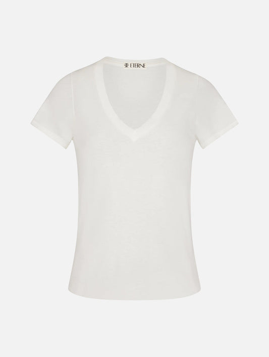 V-Neck T-Shirt in Ivory