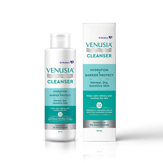 Venusia Hydrating & Barrier Protect Cleanser | With Ceramides, Hyaluronic Acid, Niacinamide, Pro-Vitamin B5 | For Normal, Dry, and Sensitive Skin | PAMAS free | Skin-friendly Ph | 125 ml | From the House of No.1 Dermatologist Recommended Moisturiser