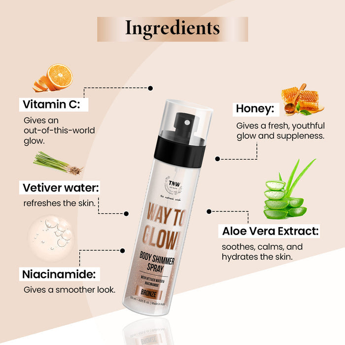 Way to Glow Body Shimmer Spray for Nourishes skin & Enhance skin texture . (Stock Clearance)