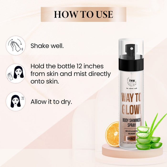 Way to Glow Body Shimmer Spray for Nourishes skin & Enhance skin texture . (Stock Clearance)