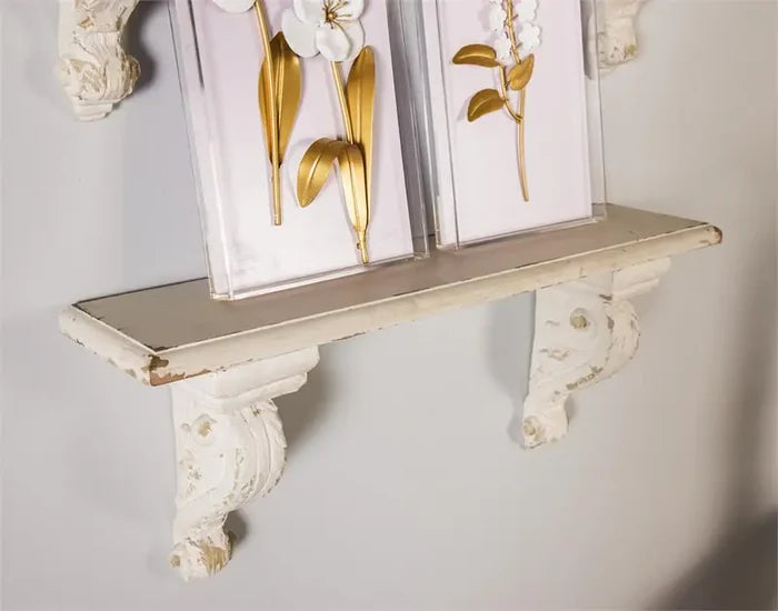 White Wood Farmhouse Wall Shelf