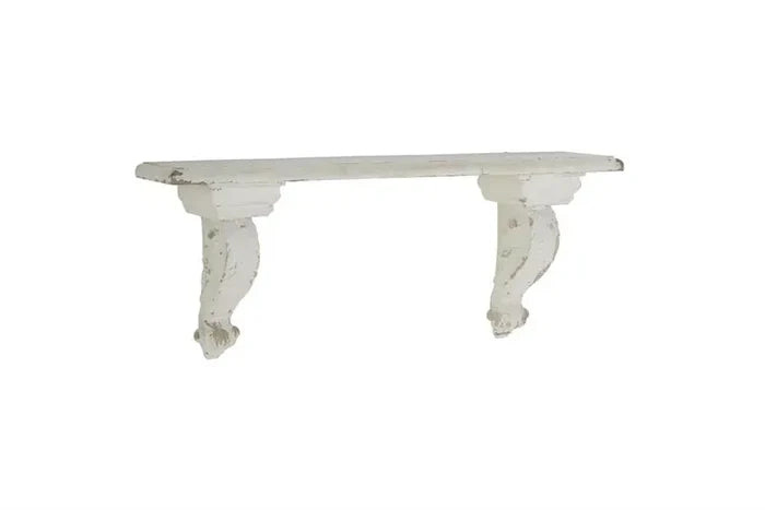 White Wood Farmhouse Wall Shelf