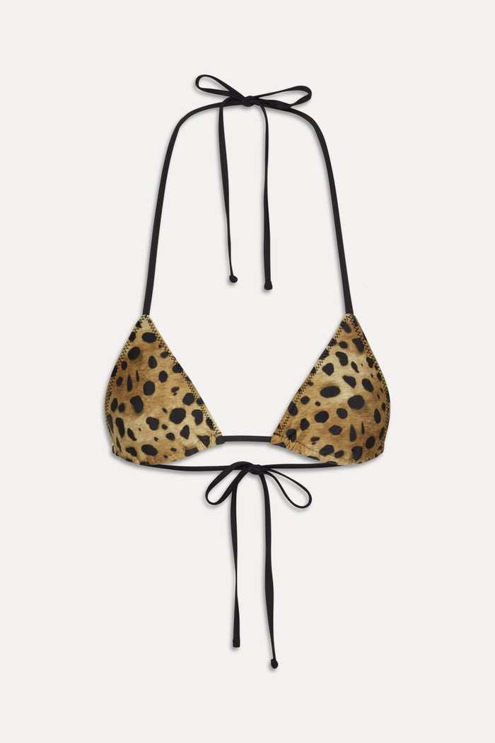 x Khy Nick Triangle Bikini Top - Lacey Leopard