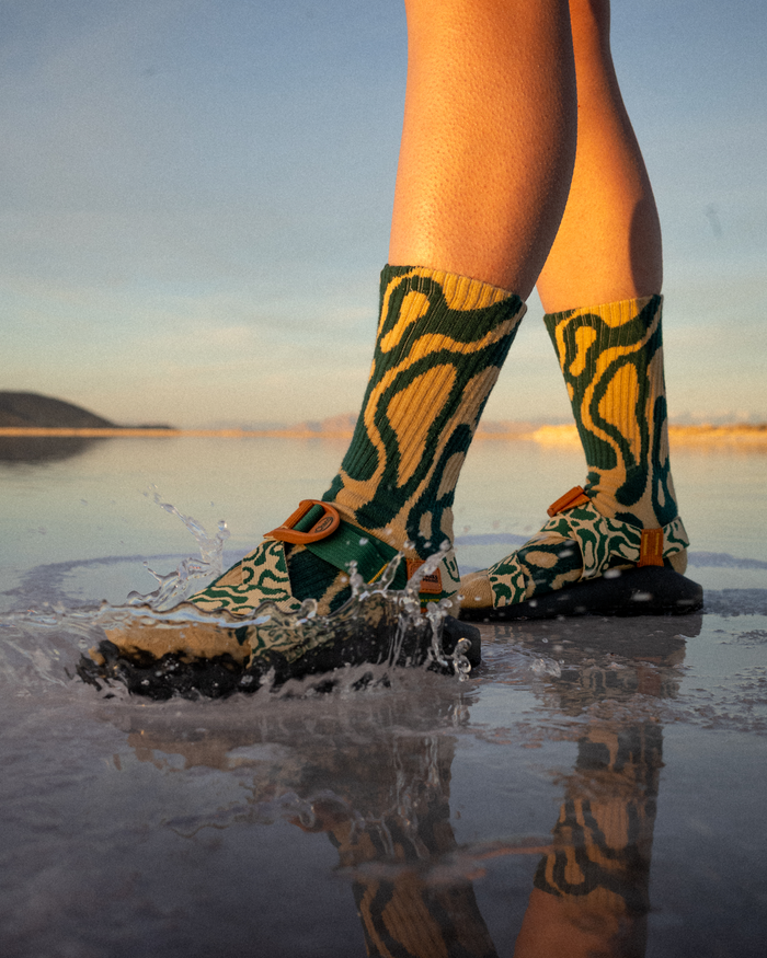 Shop Yellowstone Geysers Trail Sock Inspired by Yellowstone NP | green-and-natural