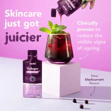 Zooki Super Strength Marine Collagen 11,000mg, Blackcurrant Flavour 18.5ml, 30 Sachets